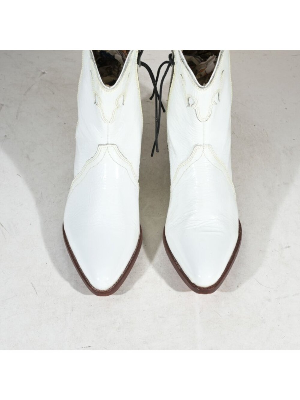 Free People White Leather Western Ankle Boots Womens 9.5 - Picture 5 of 8